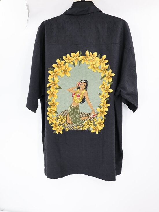 Tommy Bahama Other - Tommy Bahama Hawaiian Shirt Mens Large Silk Short Sleeve Big Hula Girl print